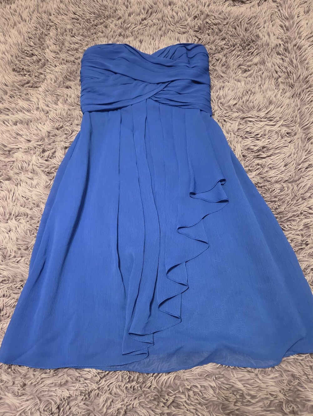 Davids Bridal Strapless Ruffle Front Blue Cocktail Dress Sz 0